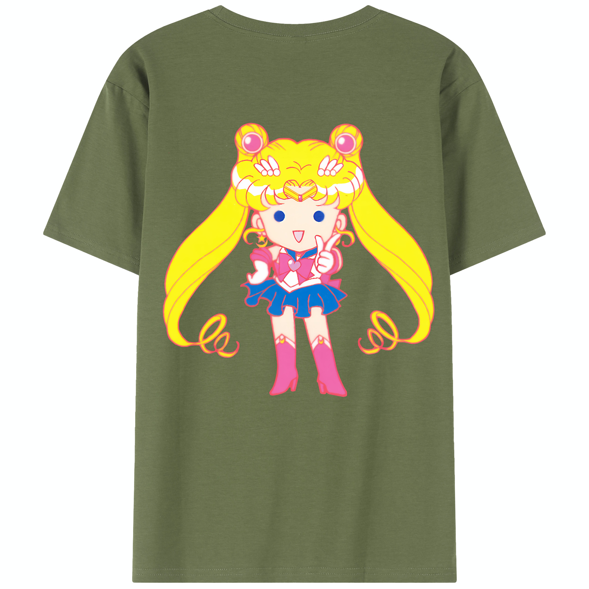 （画像用） 美少女戦士セーラームーン 月野 うさぎ つきの うさぎ Sailor Moon Tsukino Usagi 綿100％半袖Tシャツ（背面プリント）